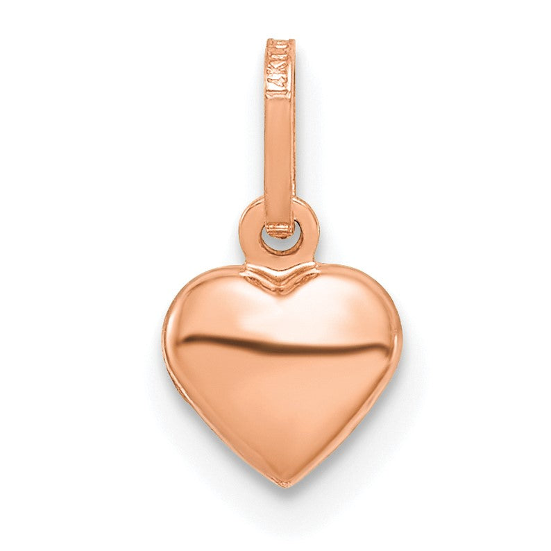 14K Rose Gold Polished 3-D Puffed Heart Charm