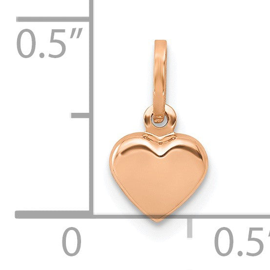 14K Rose Gold Polished 3-D Puffed Heart Charm