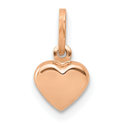 14K Rose Gold Polished 3-D Puffed Heart Charm