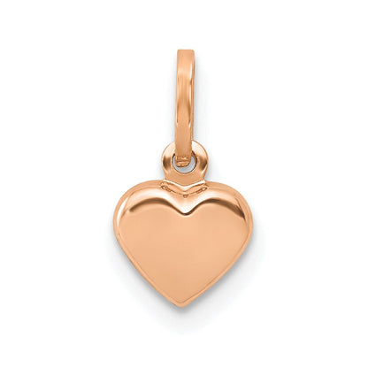 14K Rose Gold Polished 3-D Heart Charm