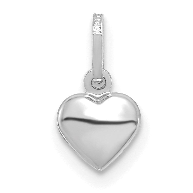 14K White Gold Polished 3-D Puffed Heart Charm