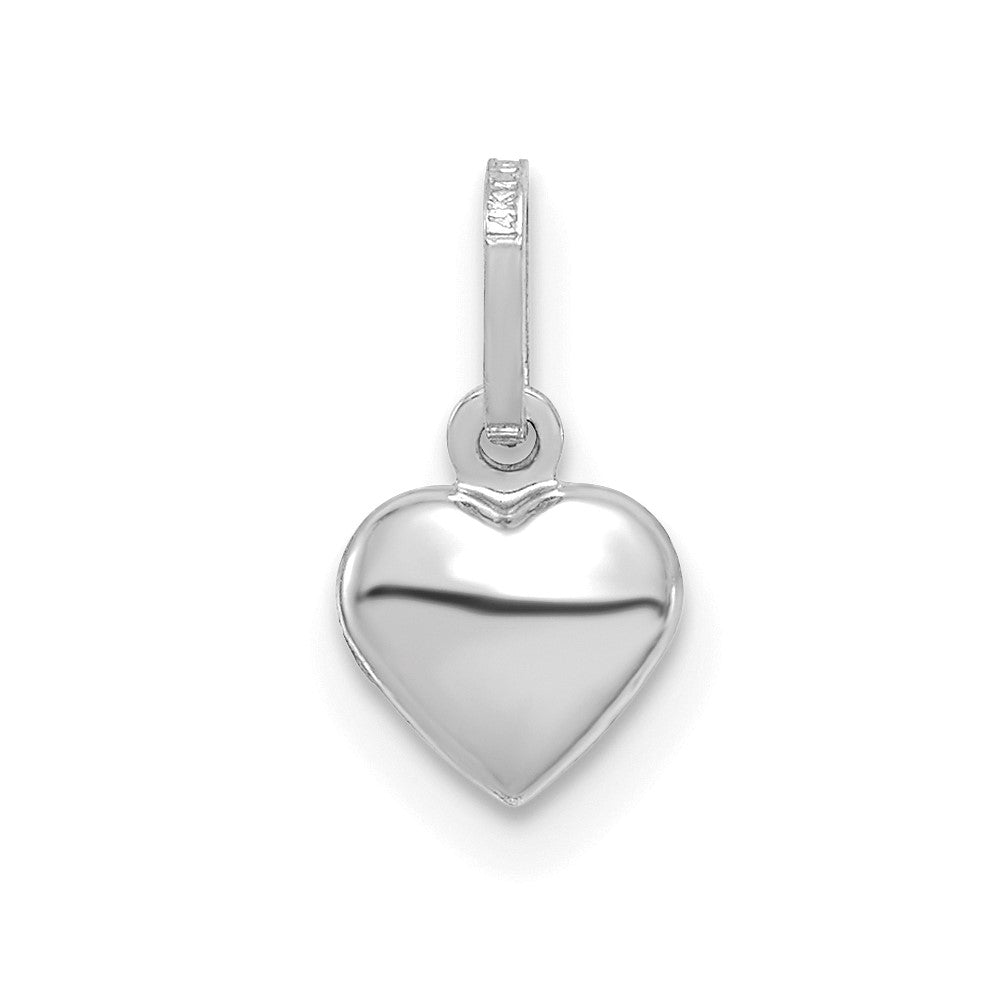 14K White Gold Polished 3-D Heart Charm