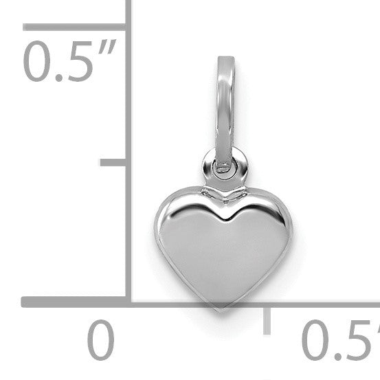 14K White Gold Polished 3-D Puffed Heart Charm
