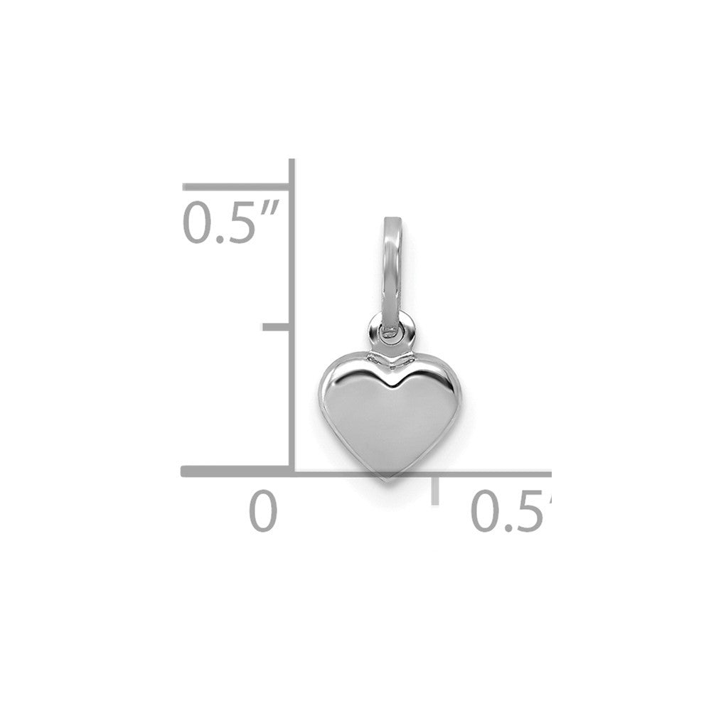 14K White Gold Polished 3-D Heart Charm