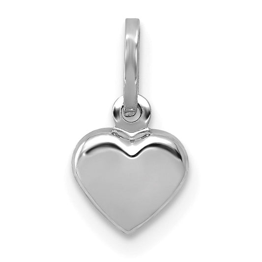 14K White Gold Polished 3-D Puffed Heart Charm