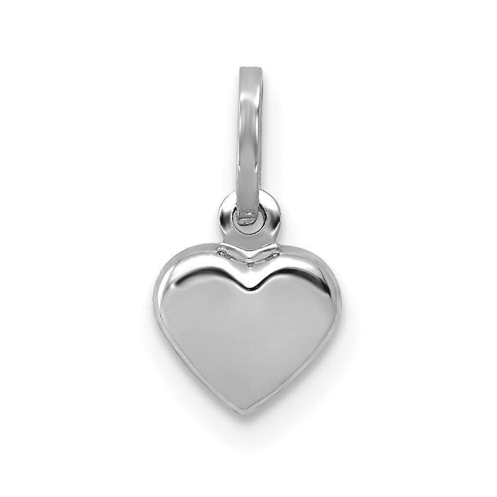 14K White Gold Polished 3-D Heart Charm