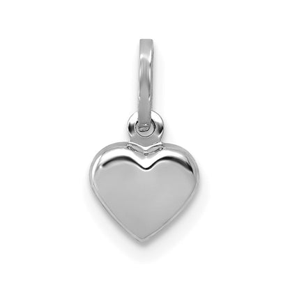 14K White Gold Polished 3-D Heart Charm