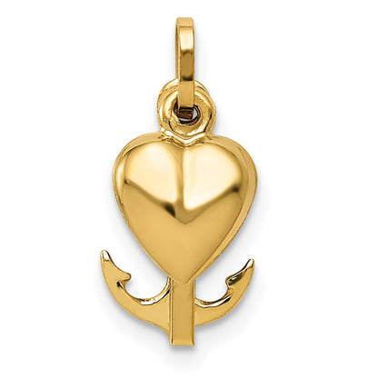 14K Polished Moveable Heart/Cross/Anchor Pendant