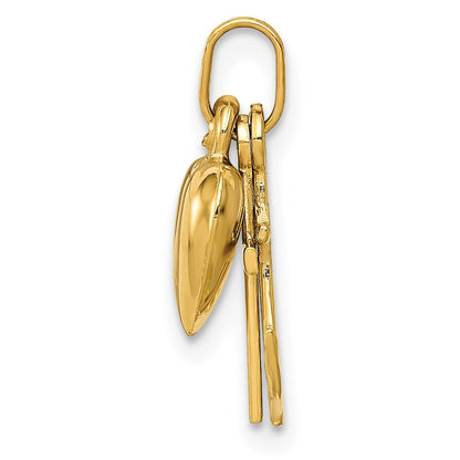 14K Polished Moveable Heart/Cross/Anchor Pendant