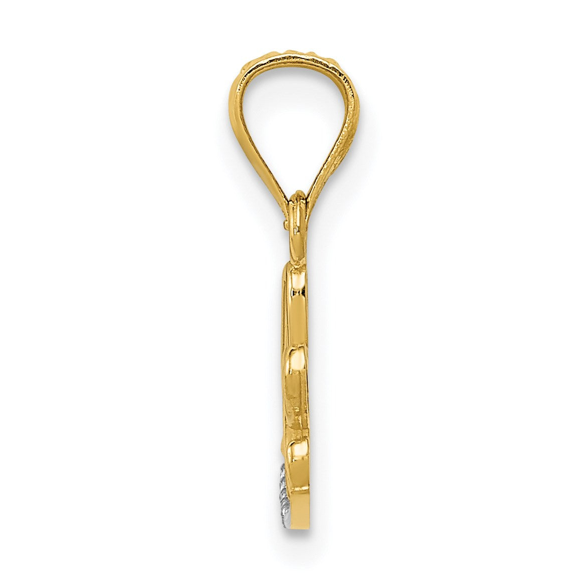 14k and White Rhodium Diamond-cut LOVE Script Pendant