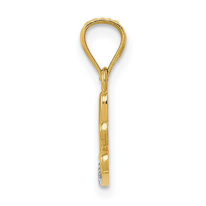 14k and White Rhodium Diamond-cut LOVE Script Pendant