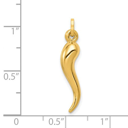 14k Hollow 3-D Italian Horn Charm