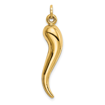 14k Hollow 3-D Italian Horn Charm
