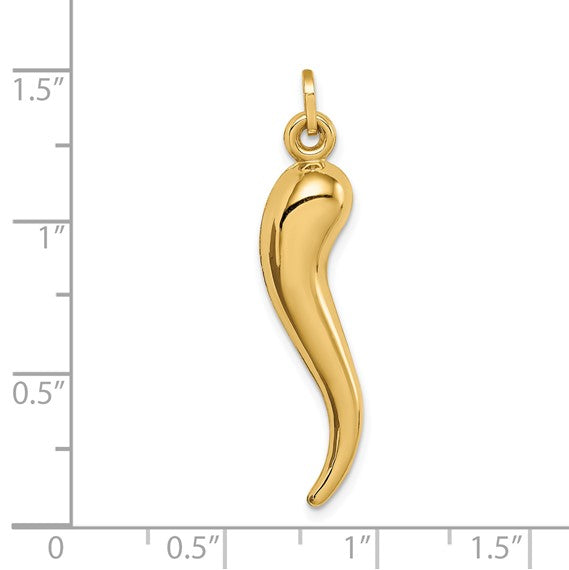 14k Hollow 3-D Italian Horn Charm