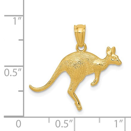 14k Yellow Gold Textured Kangaroo Pendant