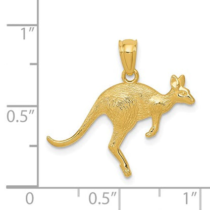 14k Yellow Gold Textured Kangaroo Pendant
