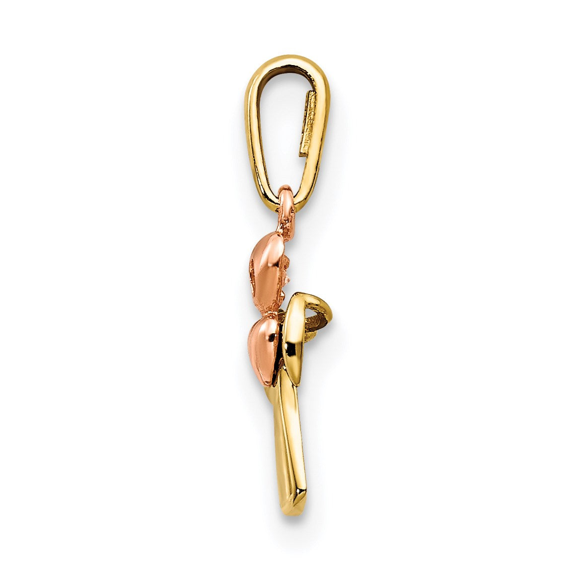 14k Yellow and Rose Gold CZ Cross Heart Childrens Pendant