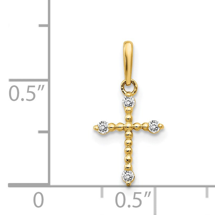 14k CZ Cross Childrens Pendant