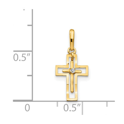 14k CZ Diamond-cut Children's Cross Pendant