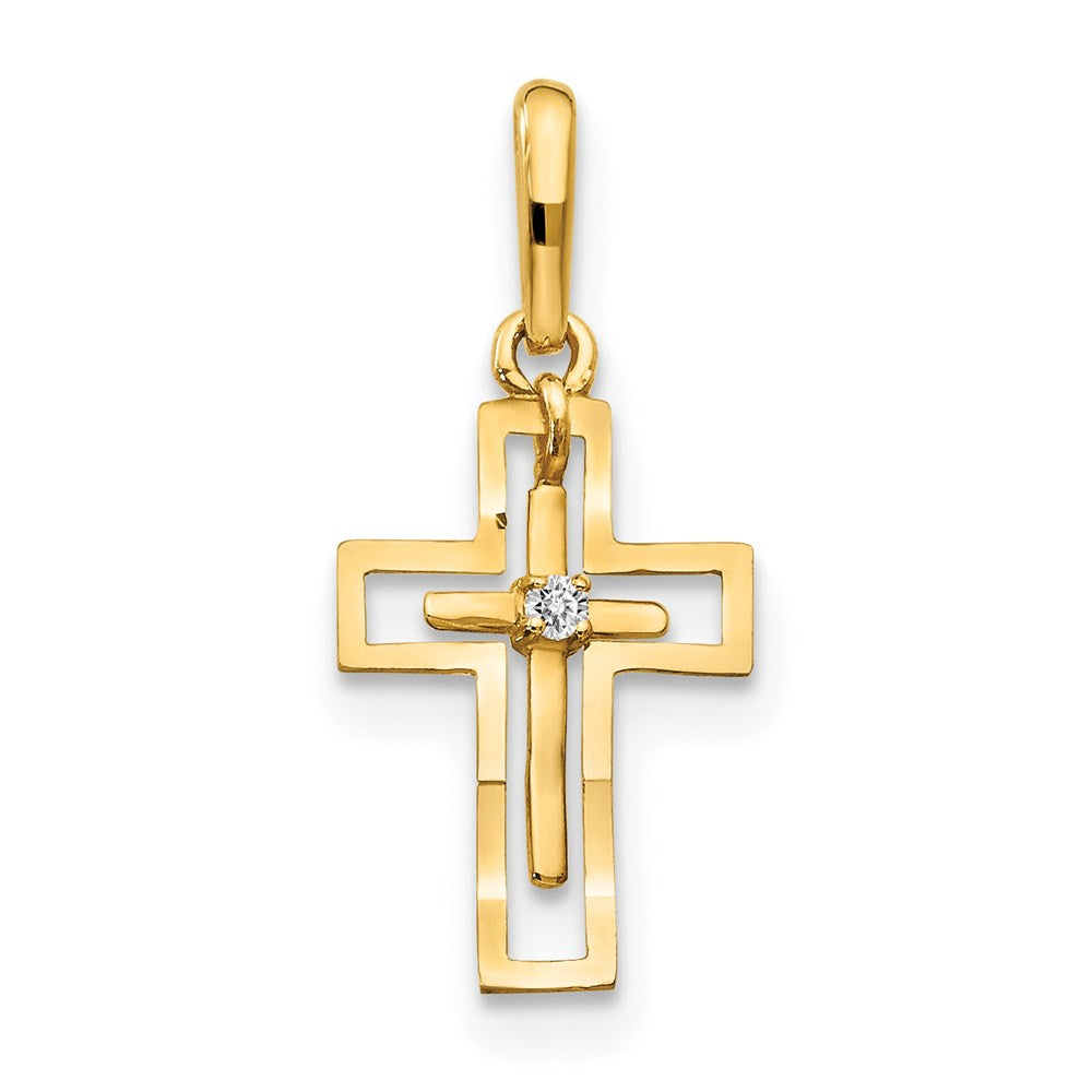 14k CZ Diamond-cut Children's Cross Pendant