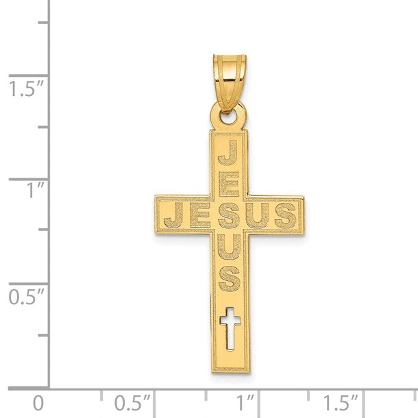 14K Laser Cut JESUS Cross Charm