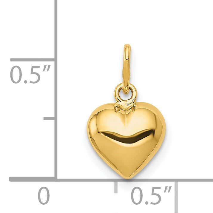14K Polished 3-D Puffed Heart Charm