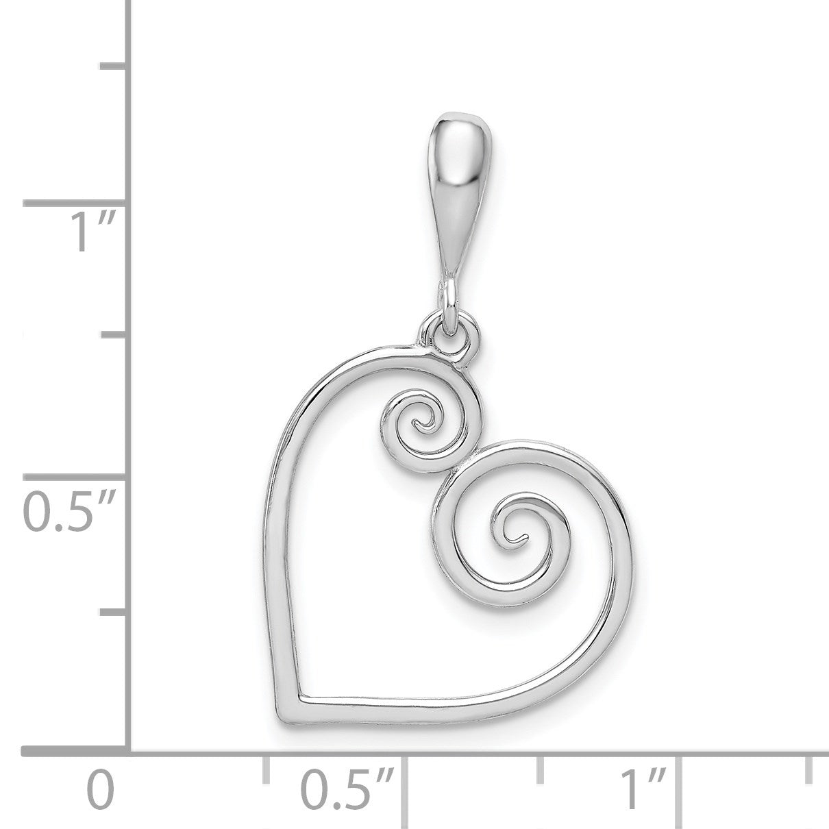 14K White Gold Swirl Heart Pendant