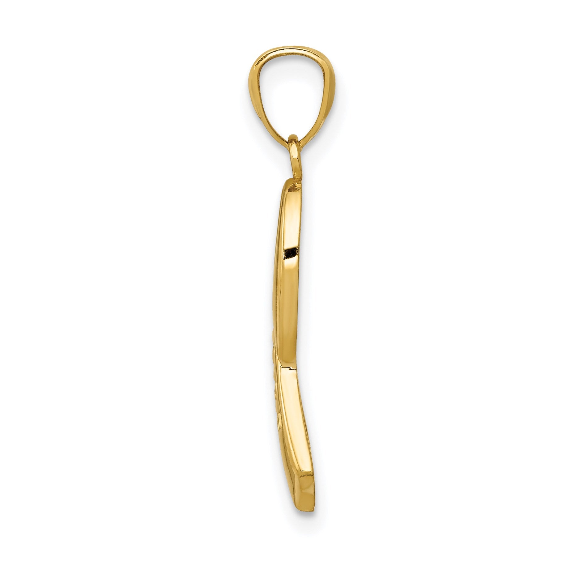 14k Polished HOPE Awareness Ribbon Pendant