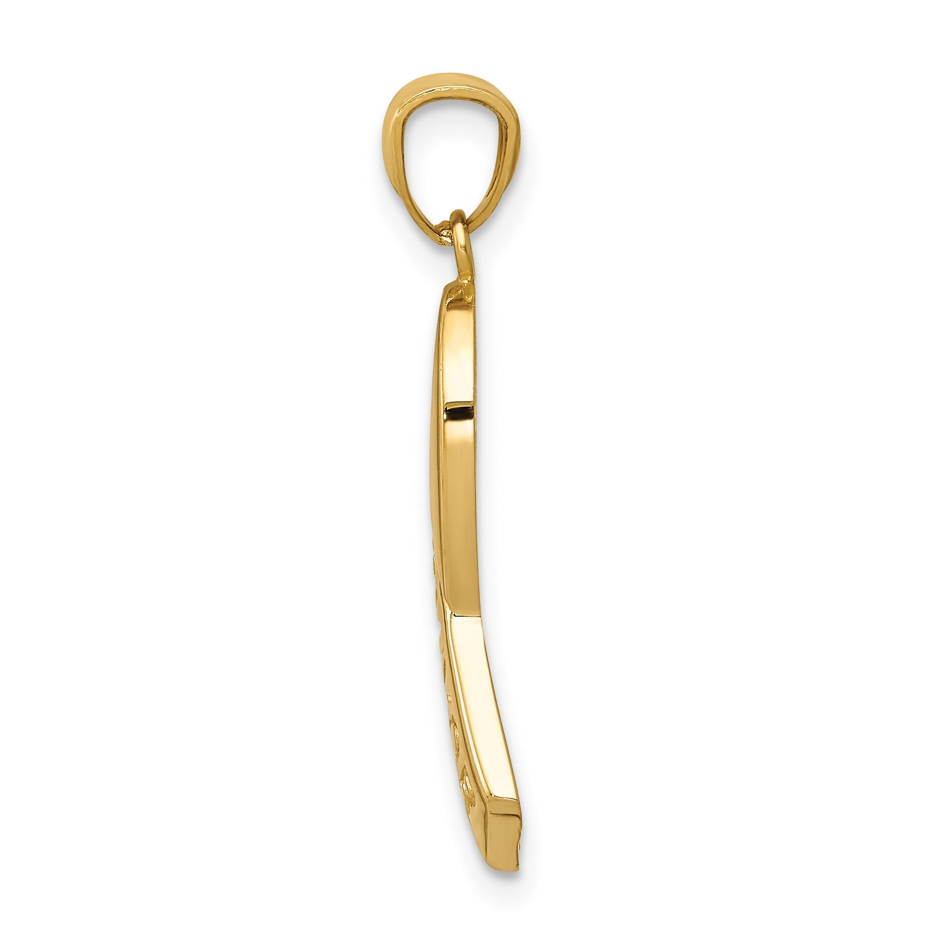 14k Polished SURVIVOR Awareness Ribbon Pendant