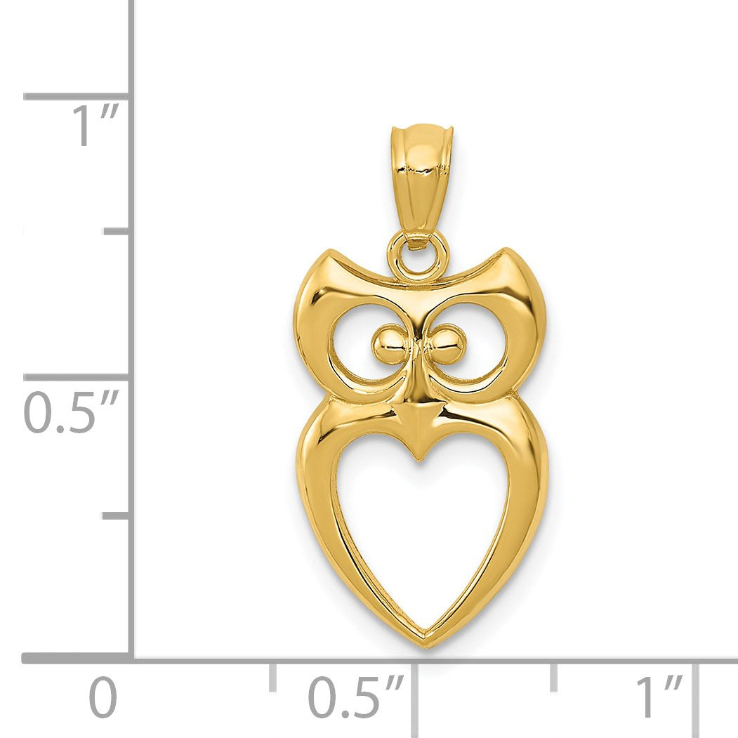 14k Polished Cut-out Owl Pendant