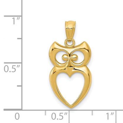 14k Polished Cut-out Owl Pendant