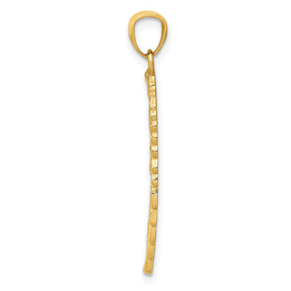 14K Polished and Textured Angel Wing Pendant