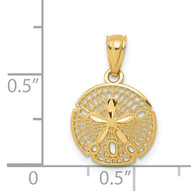 14k Gold Polished Filigree Sand Dollar Pendant