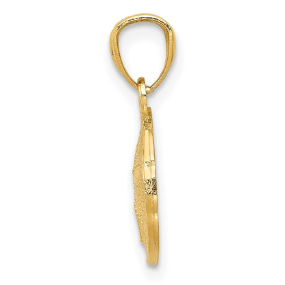 14K Gold Polished and Textured Sand Dollar Pendant