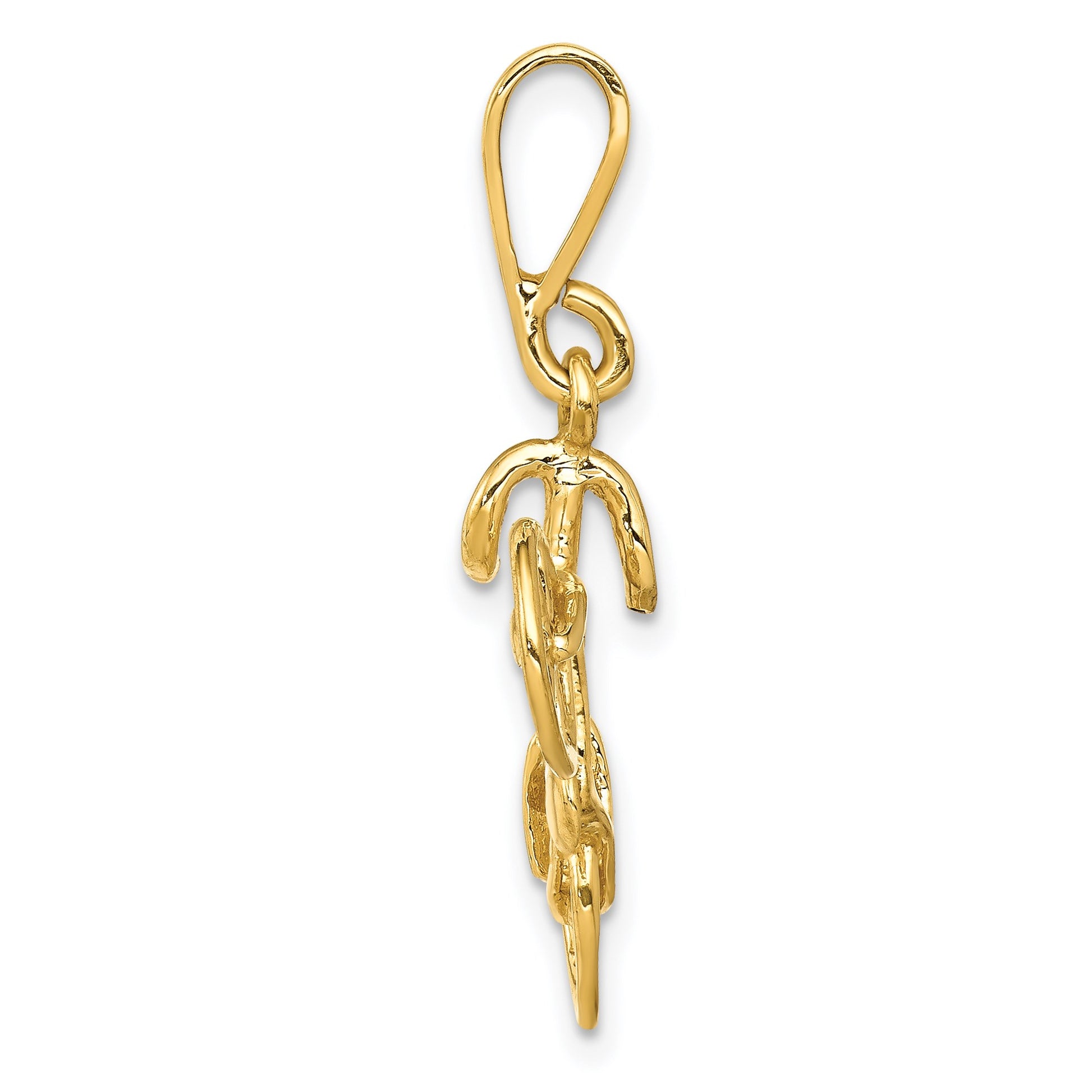 14kt Yellow Gold Polished 3-D Bicycle Pendant