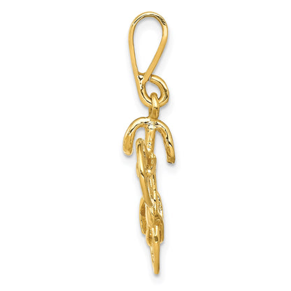 14kt Yellow Gold Polished 3-D Bicycle Pendant
