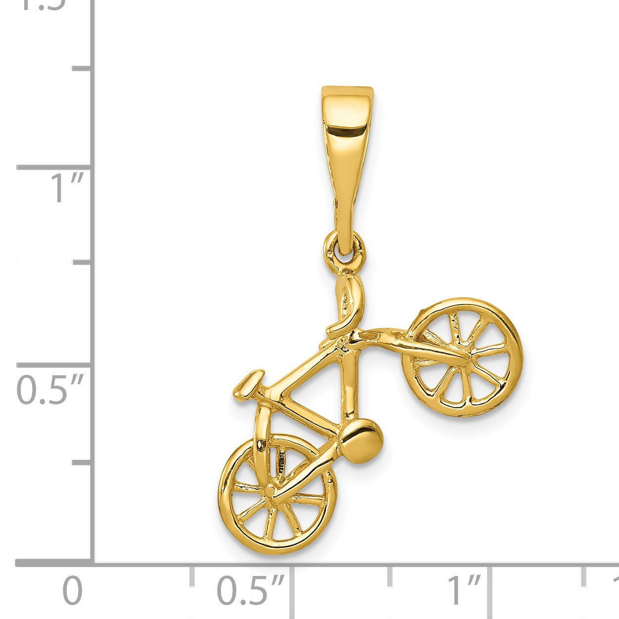 14kt Yellow Gold Polished 3-D Bicycle Pendant