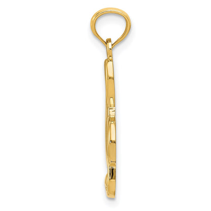14k Gold Polished Treble Clef Pendant