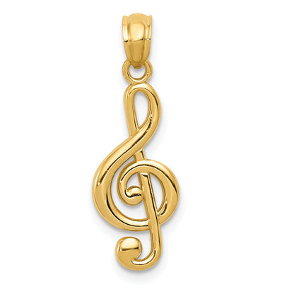 14k Gold Polished Treble Clef Pendant