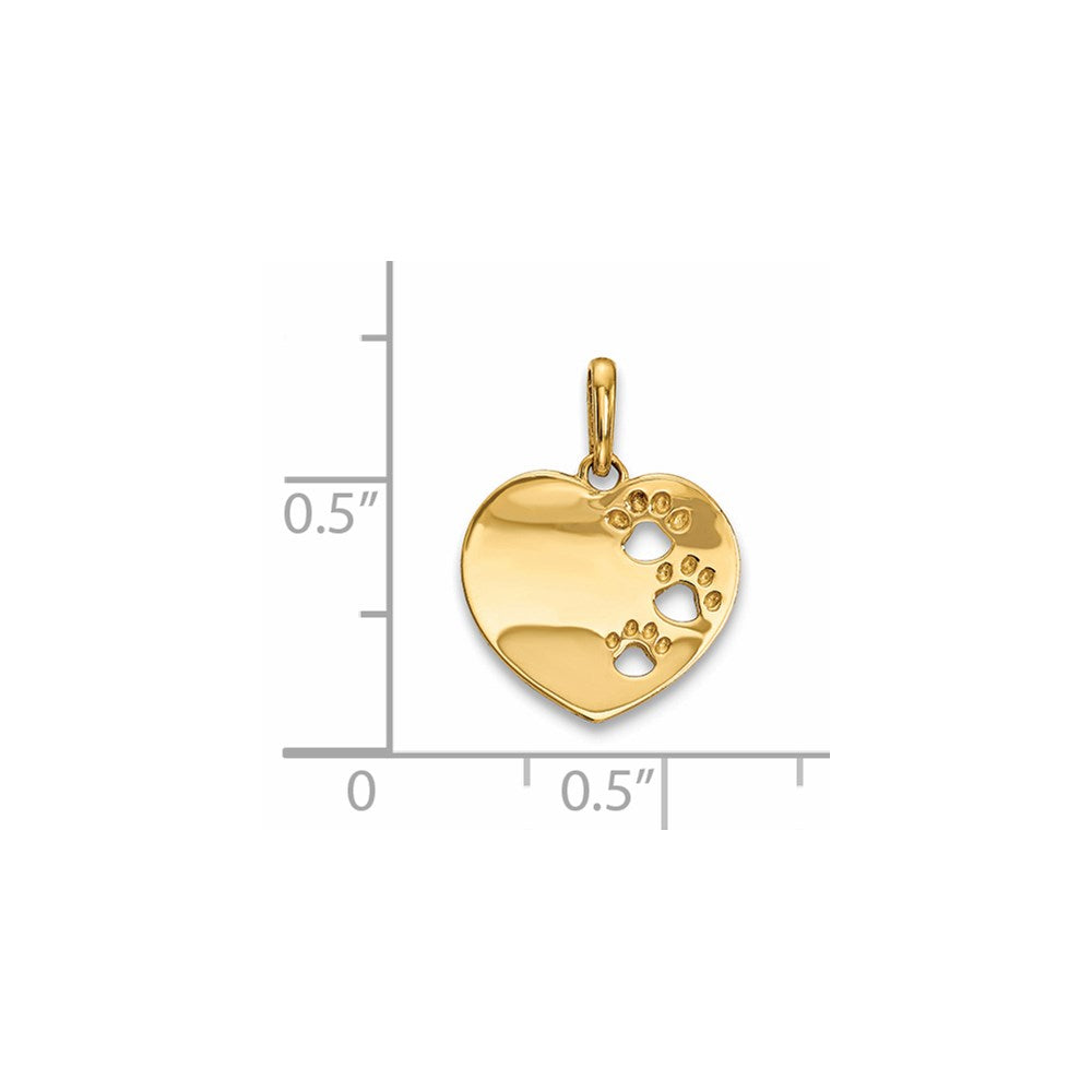 14k Childrens Heart with Pawprints Pendant