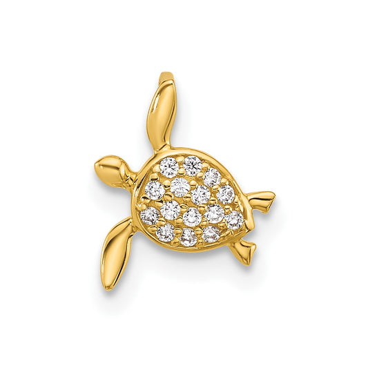 14k Childrens CZ Sea Turtle Chain Slide