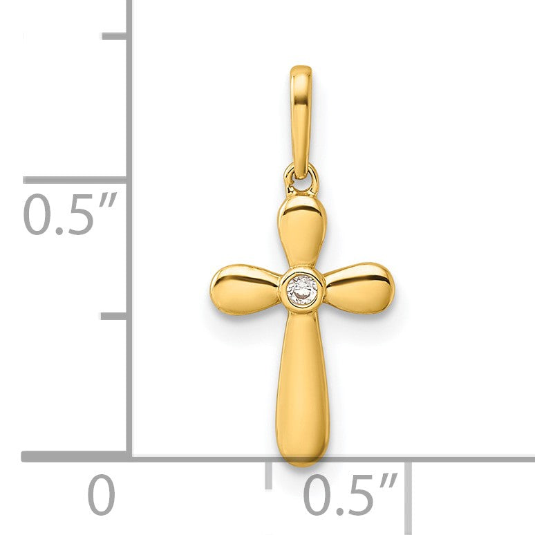 14k CZ Cross Childrens Pendant