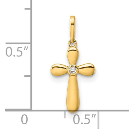 14k CZ Cross Childrens Pendant