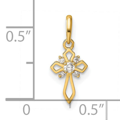 14k Fancy CZ Cross Childrens Pendant