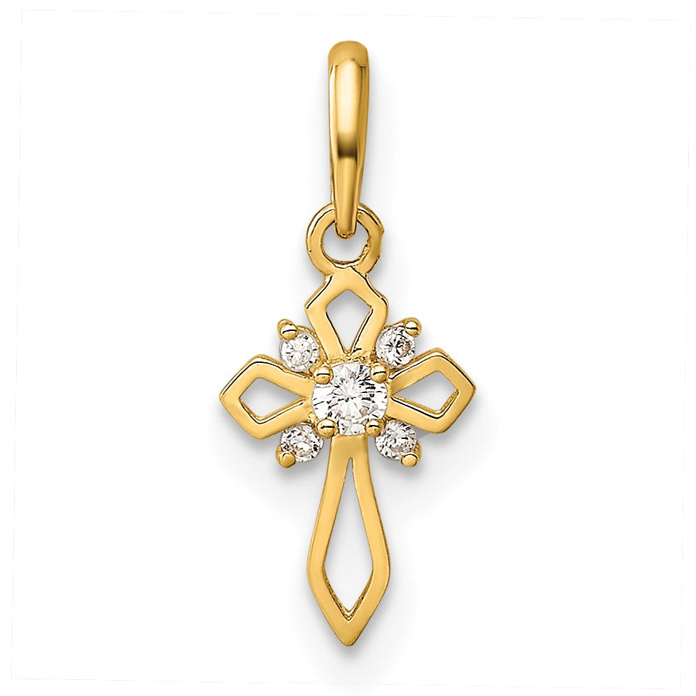 14k Fancy CZ Cross Childrens Pendant