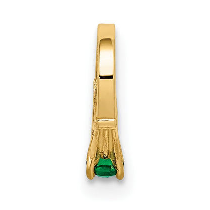 14K 3-D May Ring with Dark Green Glass Stone Charm