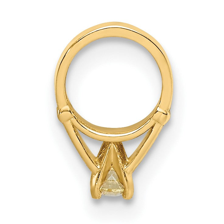 14K 3-D November Ring with Yellow CZ Charm