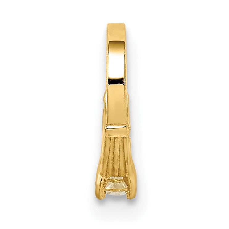 14K 3-D November Ring with Yellow CZ Charm