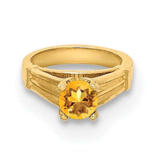 14K 3-D November Ring with Yellow CZ Charm
