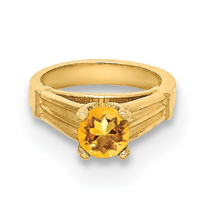 14K 3-D November Ring with Yellow CZ Charm